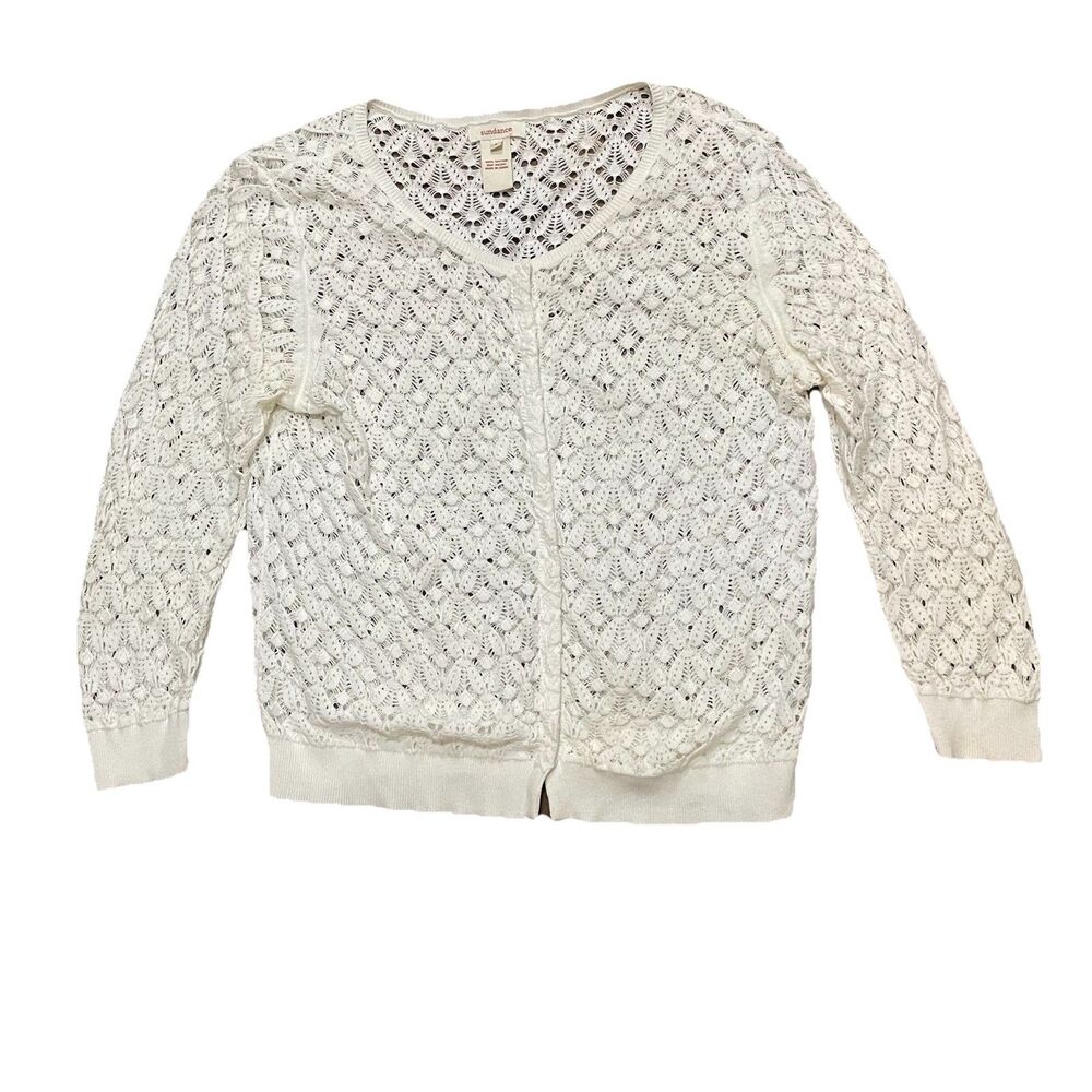 Sundance Women’s Crocheted Button Up Cotton Cardigan Size Large